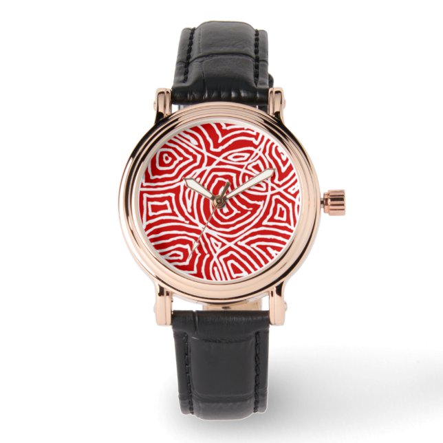 Red Scribbleprint Horloge (Voorkant)