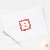 Red Scribbleprint Initial Vierkante Sticker (Envelop)