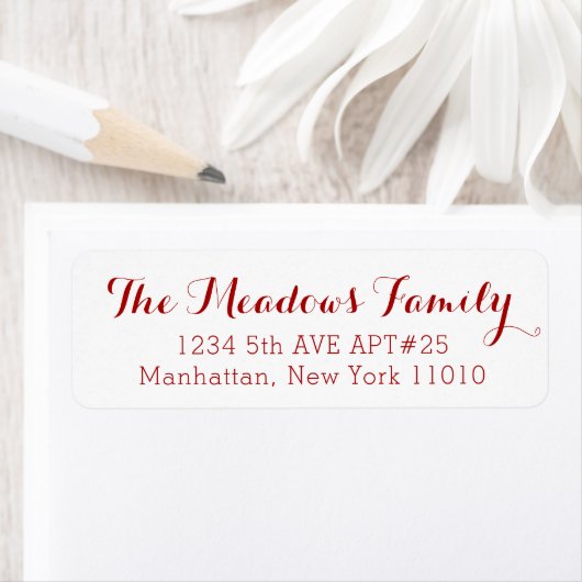 Red Scrip Familienaam Return Label (Insitu)