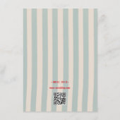 Red Script Blue Line QR Code Retro Wedding Details Informatiekaartje (Achterkant)
