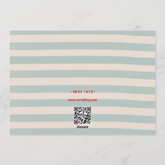 Red Script Blue Lines Retro Wedding Save the Date Kaart (Achterkant)