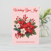 Red Script Business Christmas Kaart (Staand voorkant)