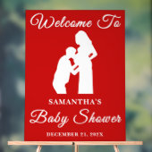 Red Script Christmas Baby shower Welkom Acryl Bord (Neutraal)