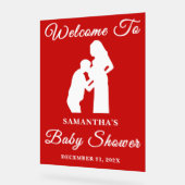 Red Script Christmas Baby shower Welkom Acryl Bord (Hoek)