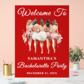 Red Script Christmas Bachelorette Party Welkom Acryl Bord (Huwelijk)