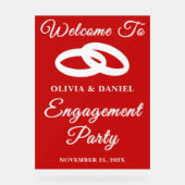 Red Script Christmas Engagement Party Welkom Acryl Bord (Voorkant)