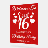Red Script Christmas Sweet 16 Verjaardag Welkom Acryl Bord (Hoek)