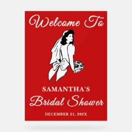 Red Script Christmas Vrijgezellenfeest Welkom Acryl Bord