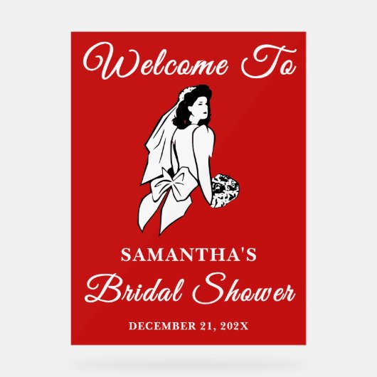 Red Script Christmas Vrijgezellenfeest Welkom Acryl Bord (Voorkant)