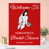 Red Script Christmas Vrijgezellenfeest Welkom Acryl Bord (Huwelijk)