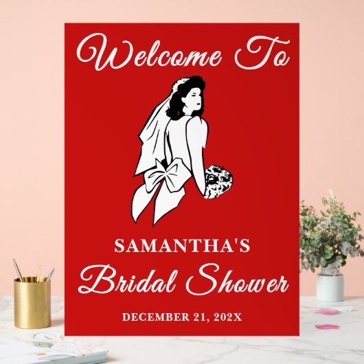 Red Script Christmas Vrijgezellenfeest Welkom Acryl Bord (Huwelijk)