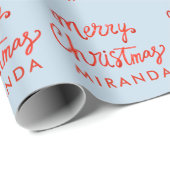 Red Script Custom Merry Christmas Wrapping Paper Cadeaupapier (Rol Hoek)