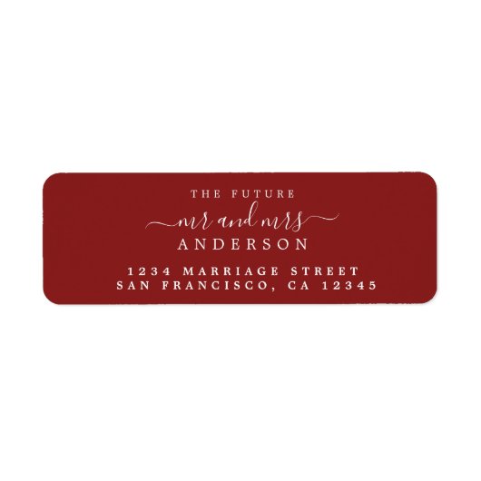 Red Script Future Mr Mrs Return Address Label (Voorkant)