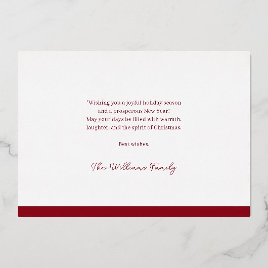 Red Script Gold Foil Christmas Kaart (Achterkant)