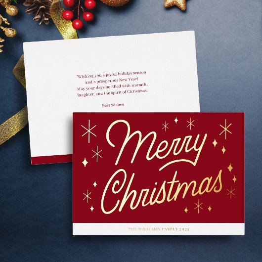 Red Script Gold Foil Christmas Kaart
