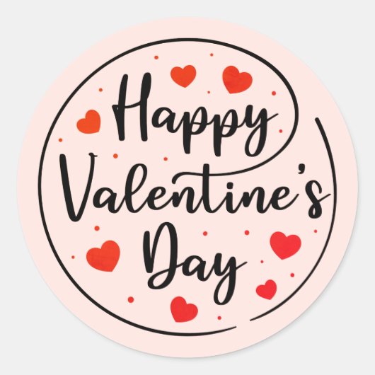 Red Script Happy Valentine's Day met hart Ronde Sticker (Voorkant)