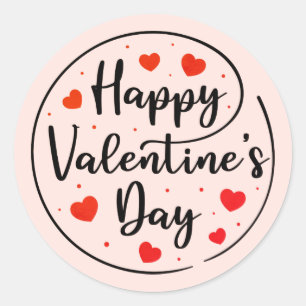 Red Script Happy Valentine's Day met hart Ronde Sticker