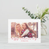 Red Script Happy Valentine's Day Photo Lijst Feestdagenkaart (Staand voorkant)