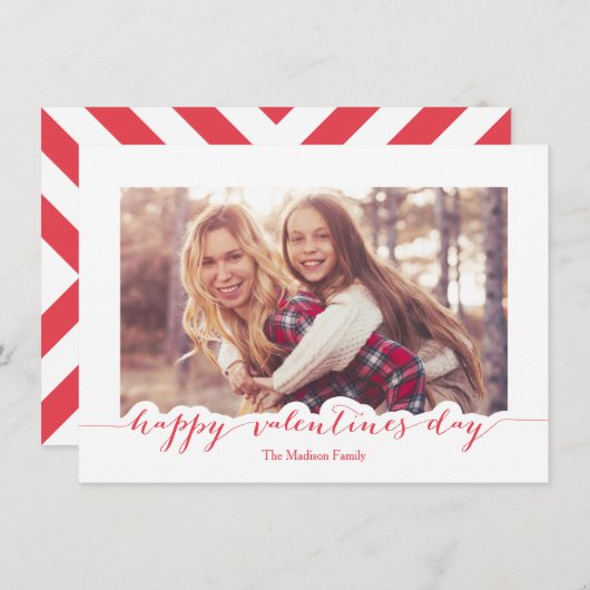 Red Script Happy Valentine's Day Photo Lijst Feestdagenkaart (Voorkant / Achterkant)