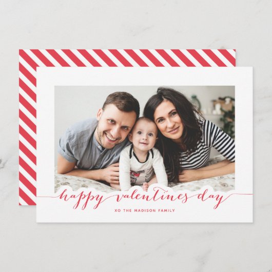 Red Script Happy Valentine's Day Photo Lijst Feestdagenkaart (Voorkant / Achterkant)