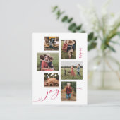 Red Script Joy Multi-Photo Holiday Briefkaart (Staand voorkant)