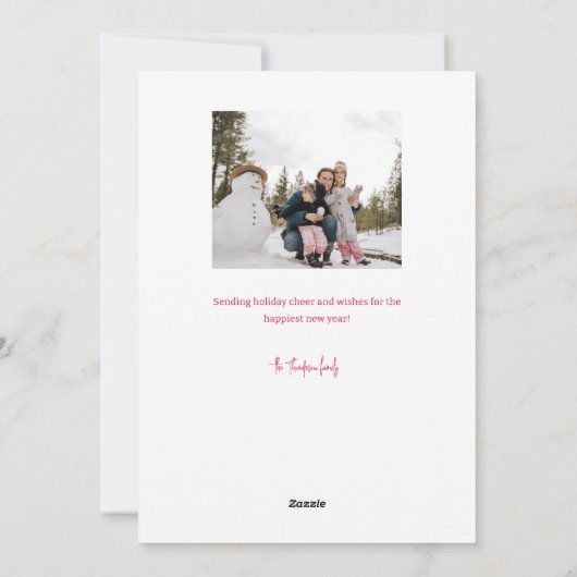 Red Script Joy Multi-Photo Holiday Card Feestdagenkaart (Achterkant)