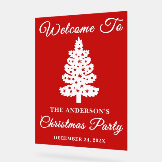 Red Script kerstfeest welkom Acryl Bord (Hoek)