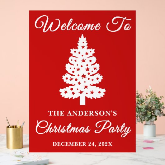 Red Script kerstfeest welkom Acryl Bord (Huwelijk)
