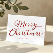Red Script Merry Christmas Gevouwen Vakantie Kaart