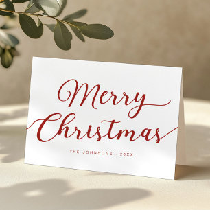 Red Script Merry Christmas Holiday Kaart