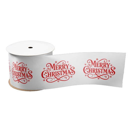 Red Script Merry Christmas Logo Satijnen Lint (Spoel)