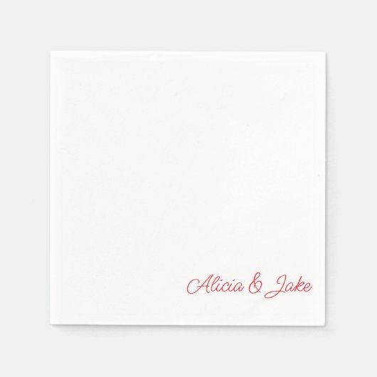 Red Script Namen Gepersonaliseerde bruiloft Servet (Voorkant)