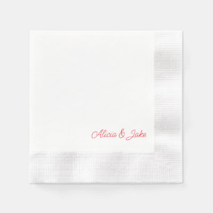Red Script paar namen gepersonaliseerde bruiloft Servet