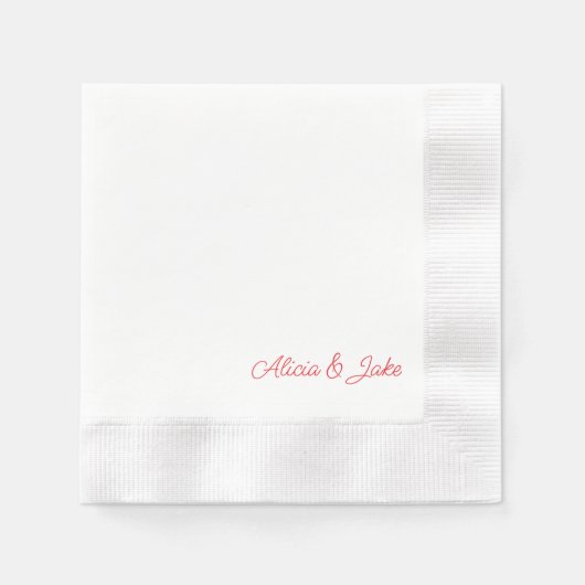 Red Script paar namen gepersonaliseerde bruiloft Servet (Voorkant)