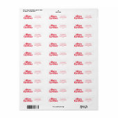 Red Script Schattige Font Vrolijk Kerstfeest Etiket (Full Sheet)