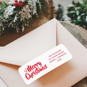 Red Script Schattige Font Vrolijk Kerstfeest Etiket