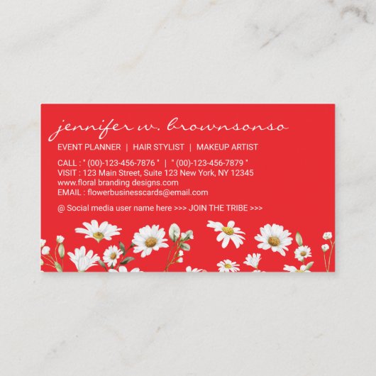 Red Script Signature Daisy Visitekaartje (Achterkant)