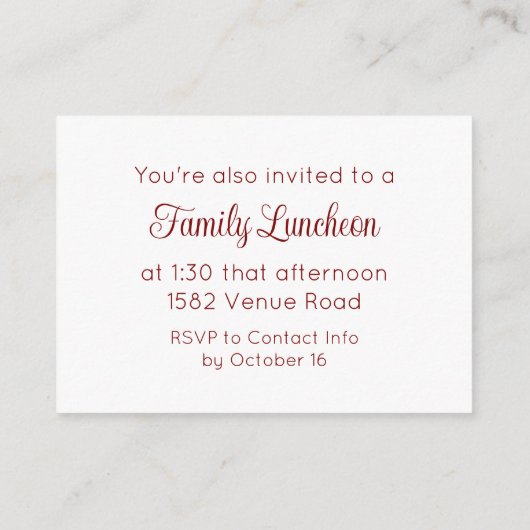 Red Script Temple Sealing & Meal Invitation Informatiekaartje (Achterkant)