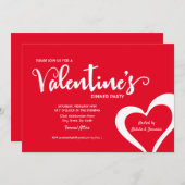 Red Script Valentijn uitnodiging voor een etentje (Voorkant / Achterkant)