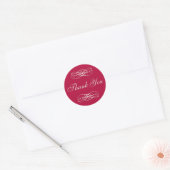 Red Scroll dank u Ronde Sticker (Envelop)
