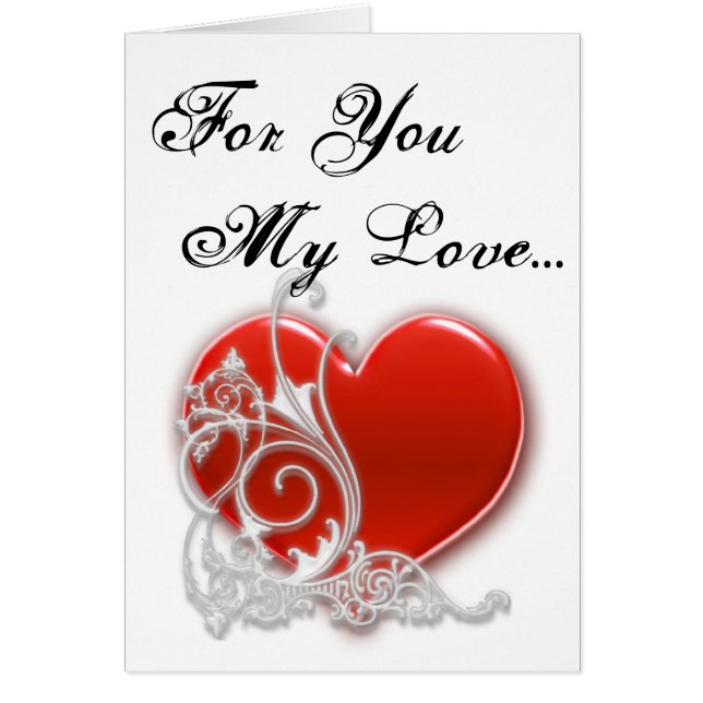 Red Scrolled Heart voor jou Mijn Liefde Valentijn  (Voorkant)