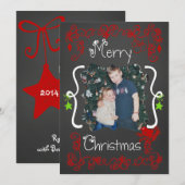 Red Scrolls Gepersonaliseerd Foto Vakantie Kaart (Voorkant / Achterkant)