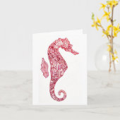 Red Seahorse-Kaart Kaart (Gele Bloem)