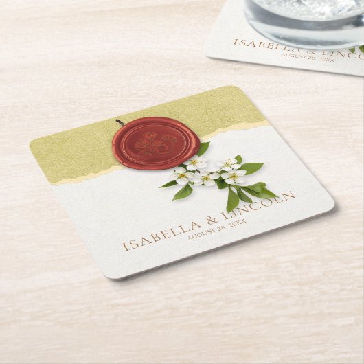 Red Seal Wedding Paper Coaster Kartonnen Onderzetters (Schuin)