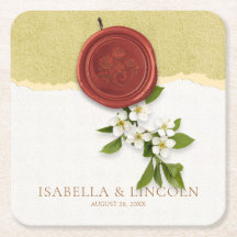 Red Seal Wedding Paper Coaster