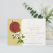 Red Seal Wedding Response Card RSVP Kaartje (Staand voorkant)