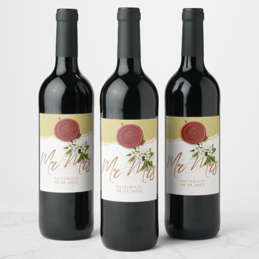 Red Seal Wedding Wine Label Wijn Etiket (Flessen)