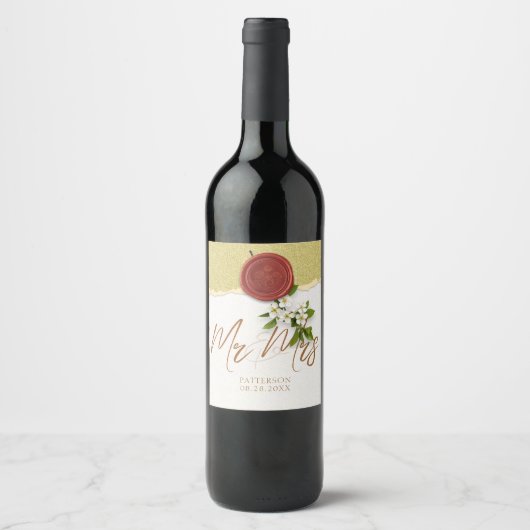 Red Seal Wedding Wine Label Wijn Etiket (Voorkant)