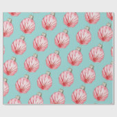 Red Seashell Ornament Pattern Cadeaupapier (Vlak)