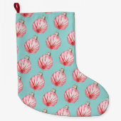 Red Seashell Ornament Pattern Grote Kerstsok (Voorkant)